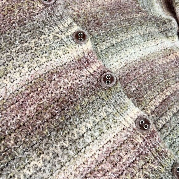 J. Jill Long Cardigan Women's Large Buttons Up Wool Blend Ombre Stripes Sweater - Picture 2 of 9